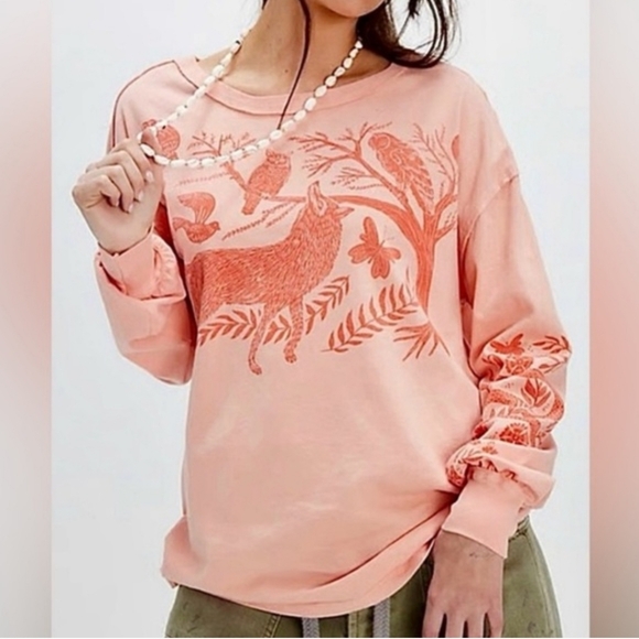 Free People Tops - Free People x Ragabond Woodland Doodle Critter Tee NWT Small